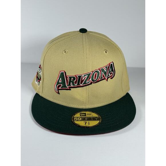 New Era Arizona‎ Diamondbacks 2001 World Series 59FIFTY Fitted Hat Tan Red 7 3/8 - Picture 1 of 10